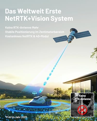 MAMMOTION YUKA Mini 700 Mähroboter ohne Begrenzungskabel, NetRTK+Vision, Keine RTK-Antenne erforderlich, Auto-Kartierung, Empf. 700m², Max. 1100m², mit 4G-Modul, 50% Steigung