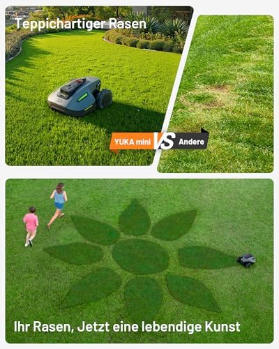 MAMMOTION YUKA Mini 700 Mähroboter ohne Begrenzungskabel, NetRTK+Vision, Keine RTK-Antenne erforderlich, Auto-Kartierung, Empf. 700m², Max. 1100m², mit 4G-Modul, 50% Steigung