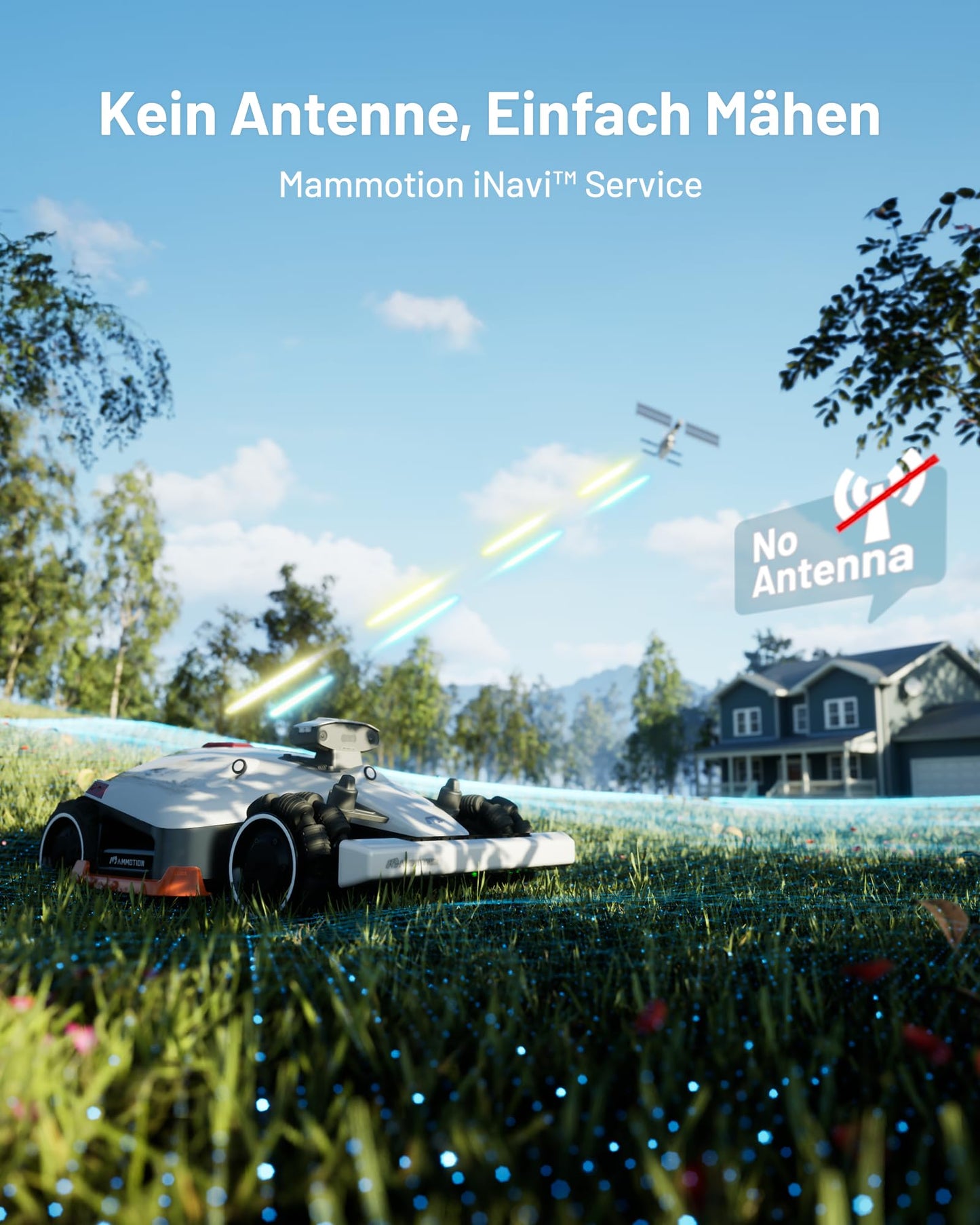MAMMOTION LUBA 2 AWD 5000X Mähroboter ohne Begrenzungskabel, NetRTK+Vision, Keine RTK-Antenne erforderlich, Auto-Kartierung, Empf. 5000m², Max. 6600m², mit 4G-Modul, 80% Steigung
