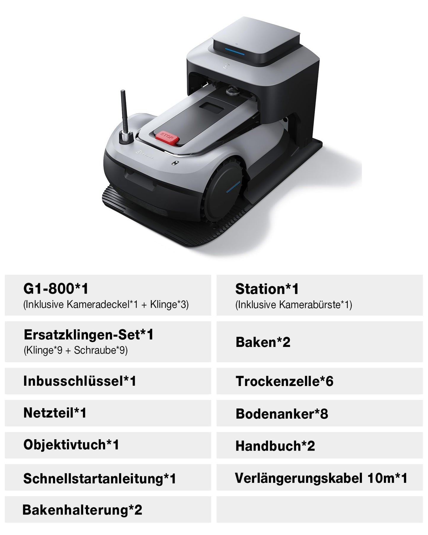 ECOVACS GOAT G1-800 Mähroboter 800㎡ ohne Begrenzungskabel, vollautomatischer kartierender Rasenroboter, Ultra-Weitband+Vision+GPS-Positionierung, 16-Zonen-Management, intelligente Hindernisvermeidung