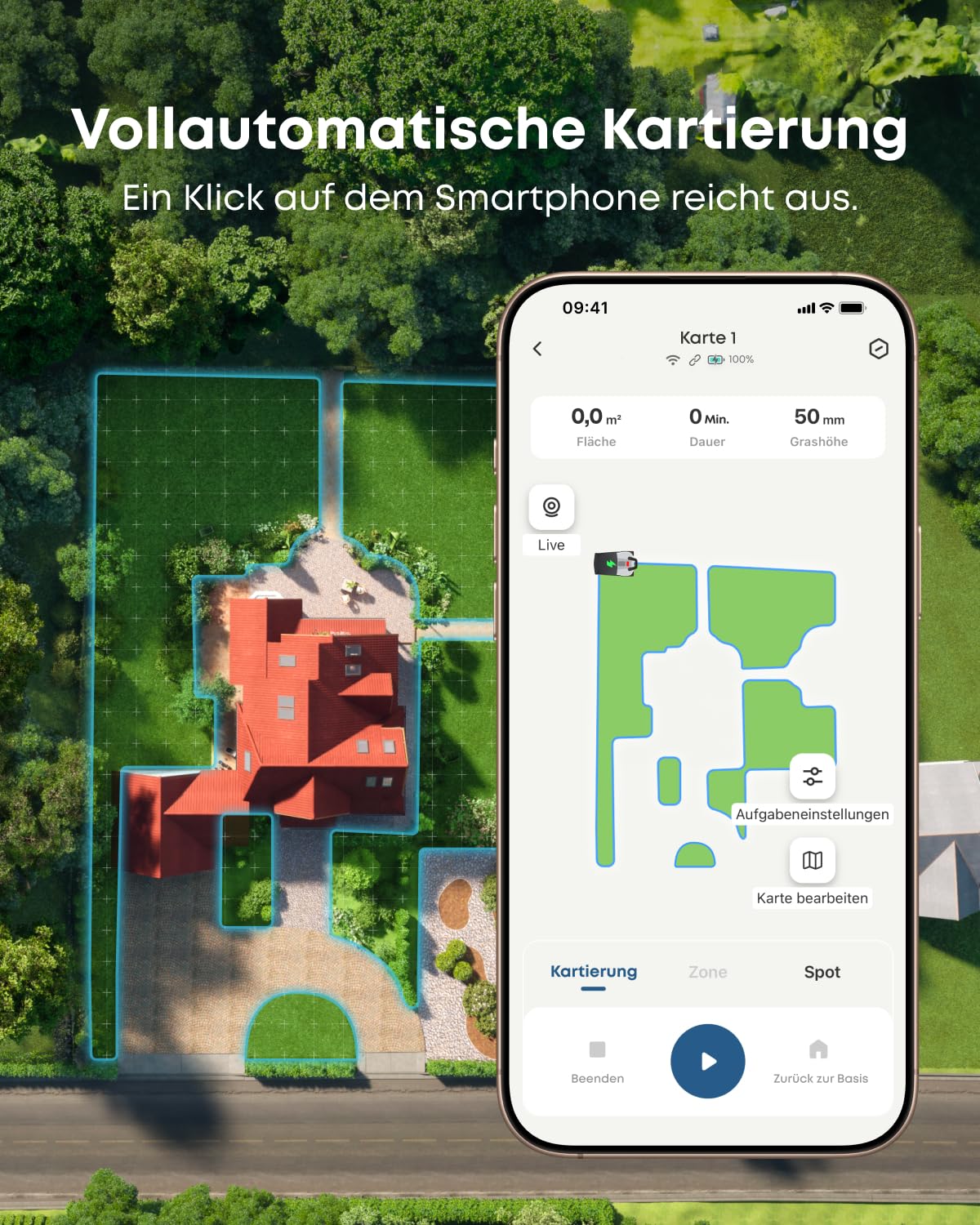 eufy E18 Mähroboter ohne Begrenzungskabel, Keine Signalausfälle, Kein RTK, TrueVision Technologie, GNSS System, Garten bis 1200m², Präzisionsrandschnitt, Hindernisvermeidung, App-Steuerung