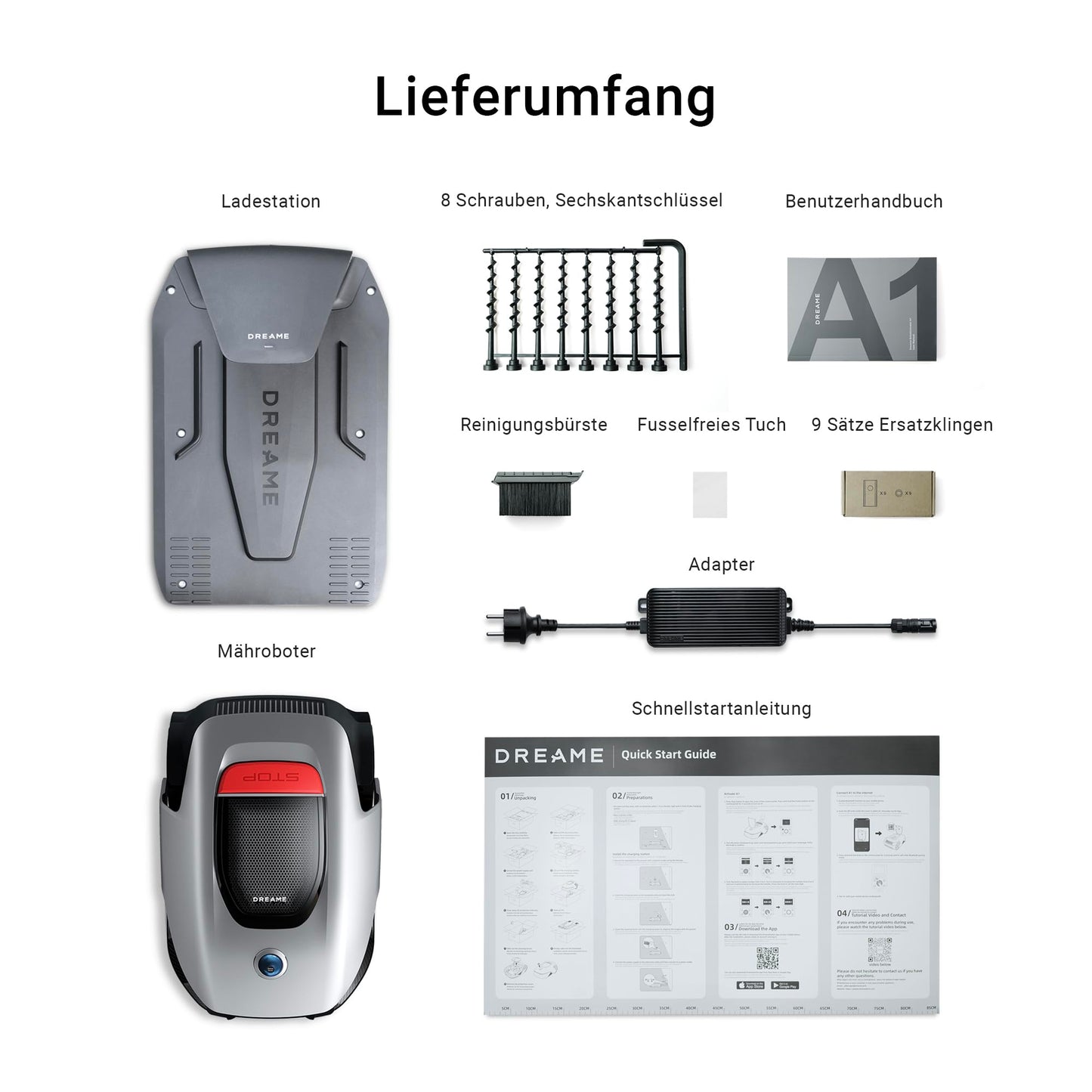 DREAME Intelligent Mähroboter Mower A1, Rasenmäher Roboter, App-Steuerung, OmniSense-Technologie, Intuitives Bereichsmanagement, Intelligente Hindernisvermeidung