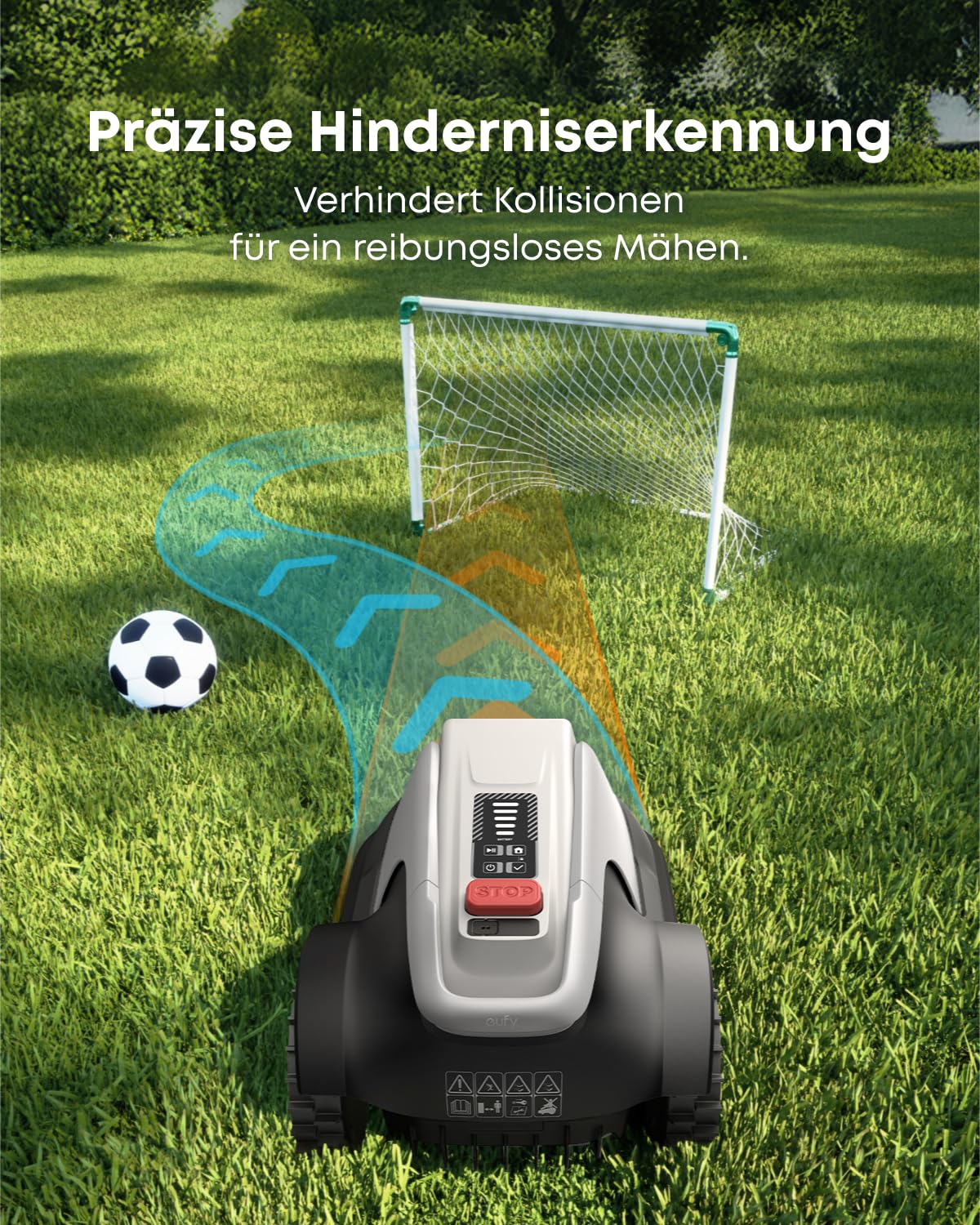 eufy E15 Mähroboter ohne Begrenzungskabel, Keine Signalausfälle, Kein RTK, TrueVision Technologie, Smart-Navigation, Garten bis 800m², Präzisionsrandschnitt, Hindernisvermeidung, App-Steuerung