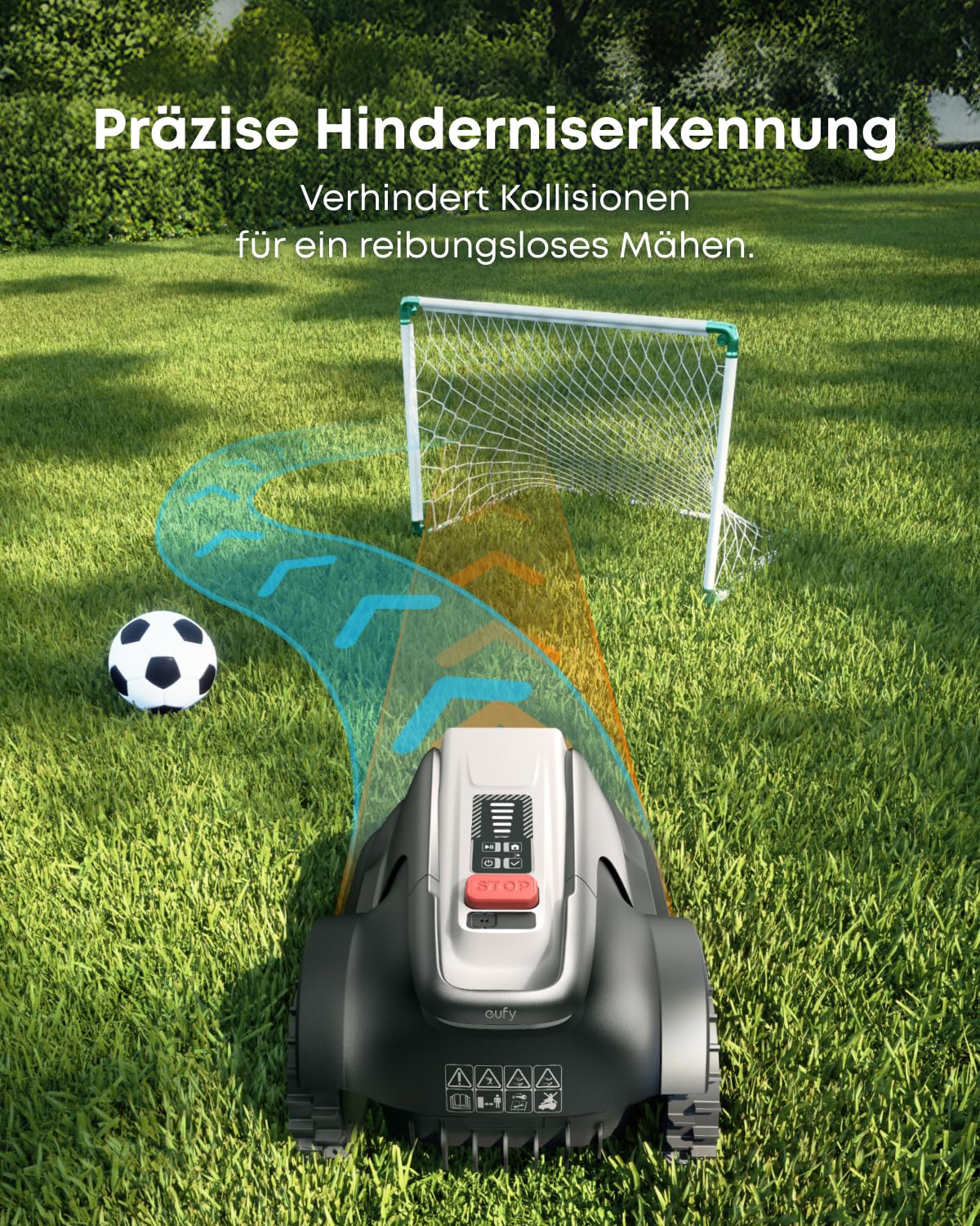 eufy E18 Mähroboter ohne Begrenzungskabel, Keine Signalausfälle, Kein RTK, TrueVision Technologie, GNSS System, Garten bis 1200m², Präzisionsrandschnitt, Hindernisvermeidung, App-Steuerung