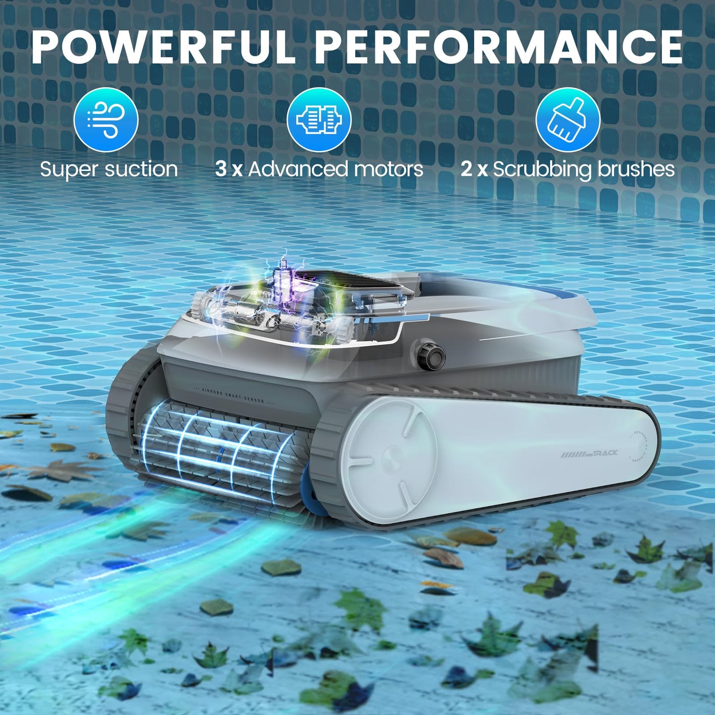 AIRROBO Poolroboter, Poolsauger Akku Kabelloser, Poolroboter Boden und Wand, Wasserlinie, Intelligenten Navigation, 120 Minuten Laufzeit, Wandklettern, Poolreiniger für Pools bis zu 170㎡, PC10