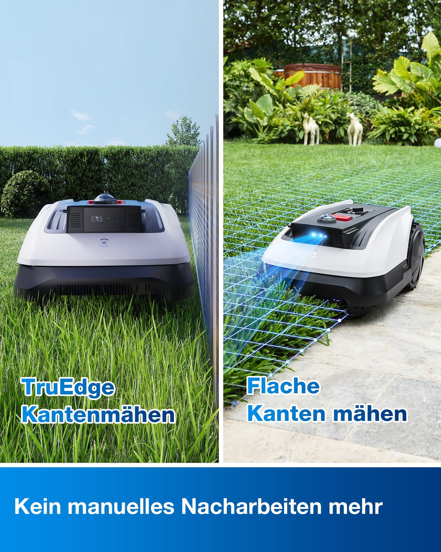 ECOVACS Goat O500 Panorama Mähroboter ohne Begrenzungskabel, 500 m², Auto-Kartierung Rasenmäher Roboter, Setup-frei, LiDAR-unterstützte visuelle Navigation, passiert 0,7m Engstellen, 45% Steigunge