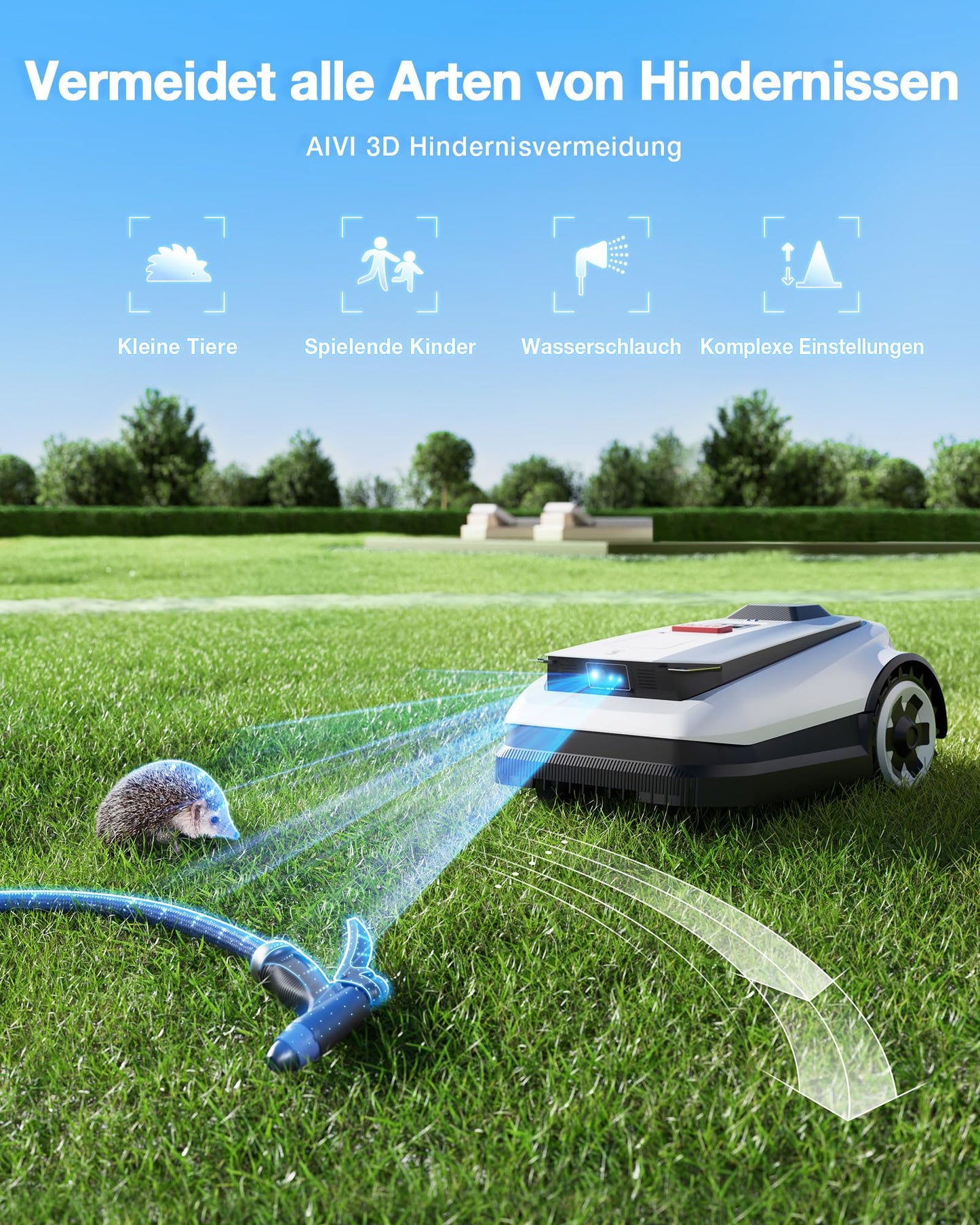 Goat A1600 RTK Mähroboter ohne Begrenzungskabel, 1600m², 330 mm Schnittbreite, LiDAR-unterstützte RTK+Vision Navigation, Rasenmäher Roboter, 100W Schnittleistung, 50% Steigungen
