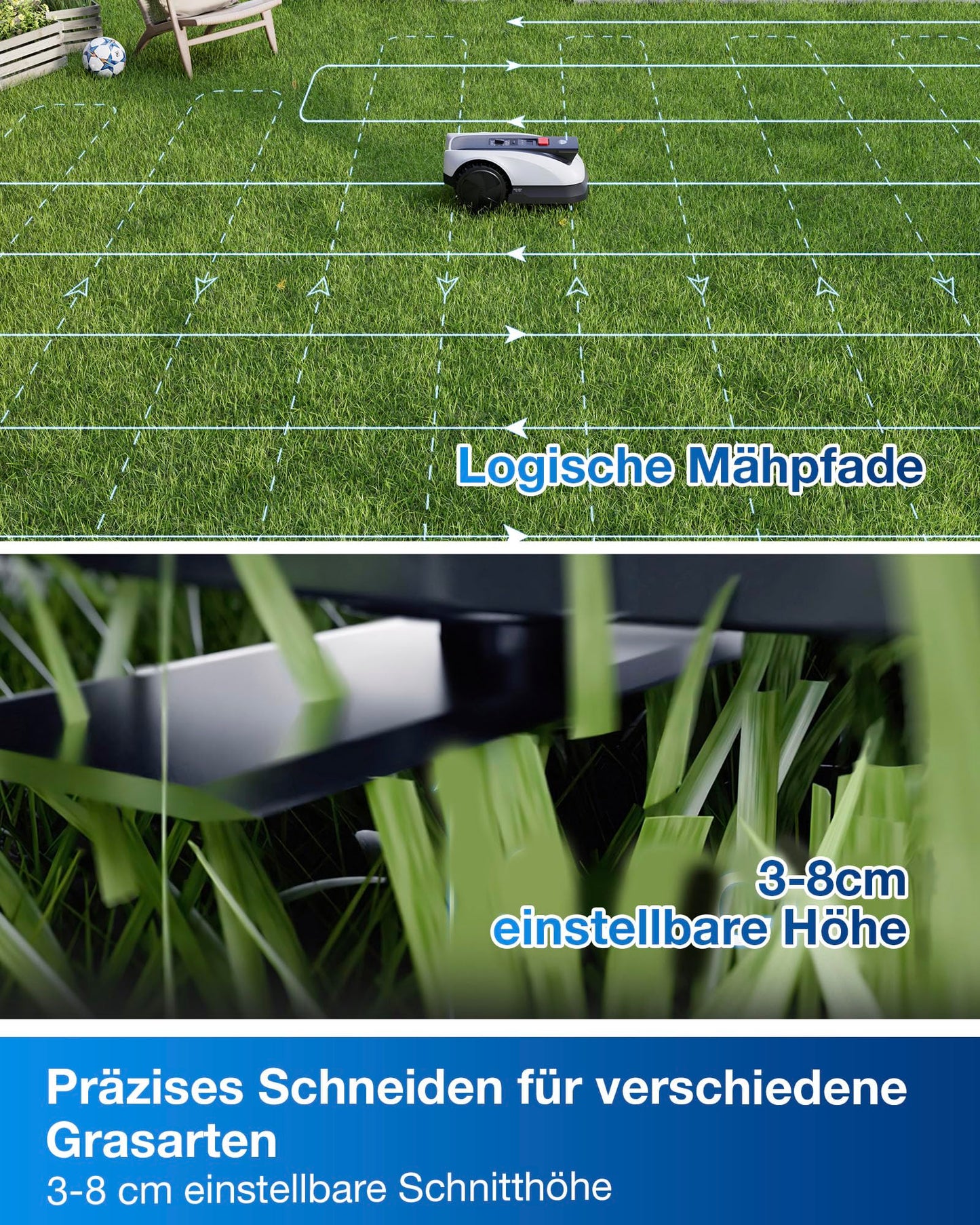 ECOVACS Goat O800 RTK Mähroboter ohne Begrenzungskabel, 800m², LiDAR-gestützte RTK+Vision Navigation, Rasenmäher Roboter, Auto-Kartierung, passiert 0,7m Engstellen, präzises Kantenmähen