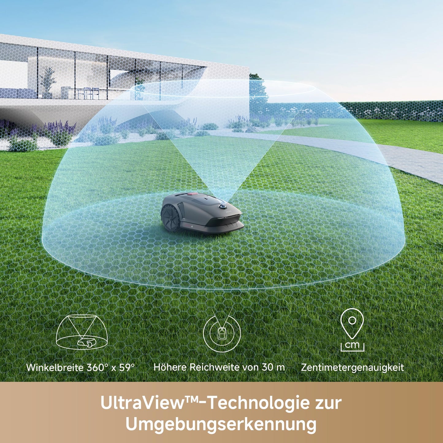 MOVA 600, Rasenmäher Roboter 3D-LiDAR kabellose Einrichtung & genaue Kartierung bis 600 m², Smarte Hindernisvermeidung, App-Steuerung, U-förmiges Schneiden, Leiser Betrieb, Sicherheitswarnungen