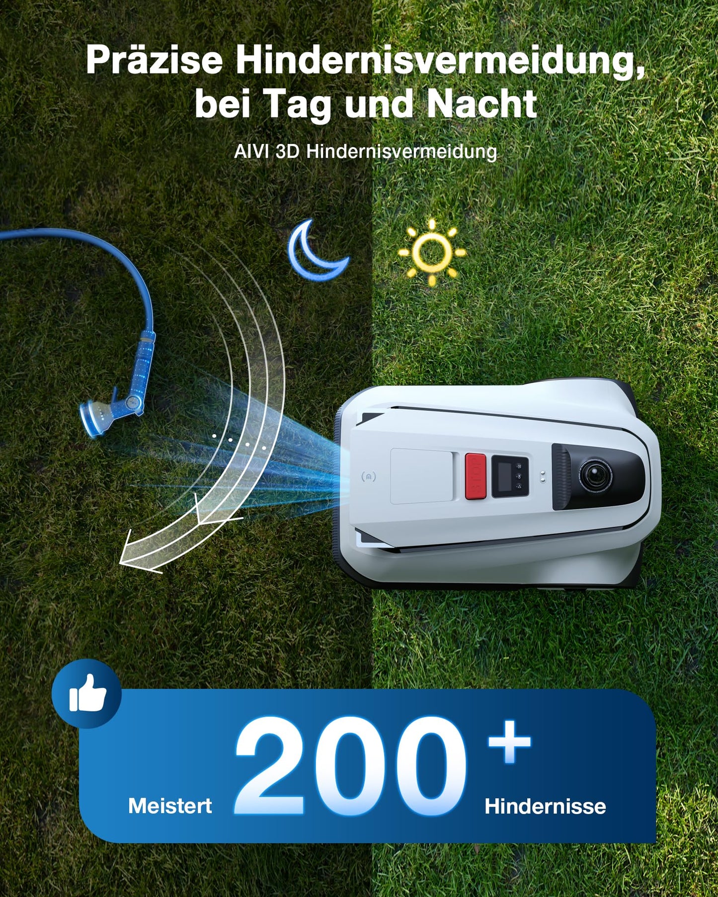 ECOVACS Goat A3000 LiDAR Mähroboter ohne Begrenzungskabel, 3000 m², Dual-LiDAR Navigation, 330 mm Schnittbreite, Rasenmäher Roboter, 45 min Schnellladung, 100W Schnitteistung, präzises Kantenmähen