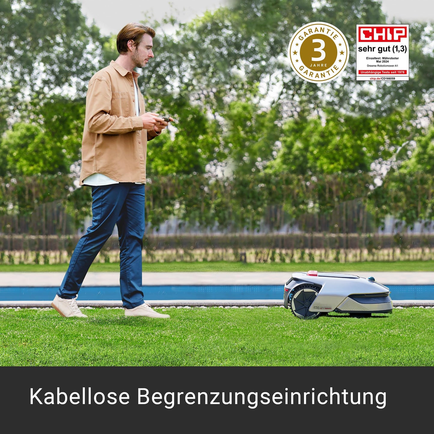 DREAME Intelligent Mähroboter Mower A1, Rasenmäher Roboter, App-Steuerung, OmniSense-Technologie, Intuitives Bereichsmanagement, Intelligente Hindernisvermeidung