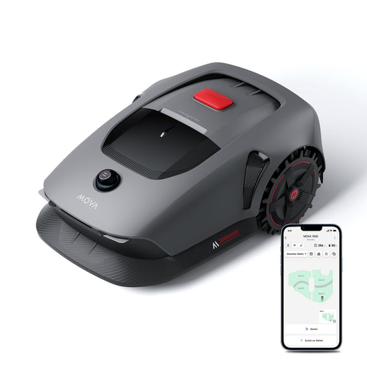 MOVA 1000, Mähroboter 3D-LiDAR kabellose Einrichtung & genaue Kartierung bis 1.000 m², Smarte Hindernisvermeidung, App-Steuerung, Verbesserte Geländeräder, U-förmiges Schneiden, Schnelles Laden
