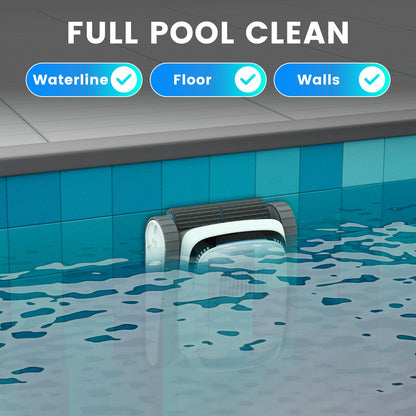 AIRROBO Poolroboter, Poolsauger Akku Kabelloser, Poolroboter Boden und Wand, Wasserlinie, Intelligenten Navigation, 120 Minuten Laufzeit, Wandklettern, Poolreiniger für Pools bis zu 170㎡, PC10