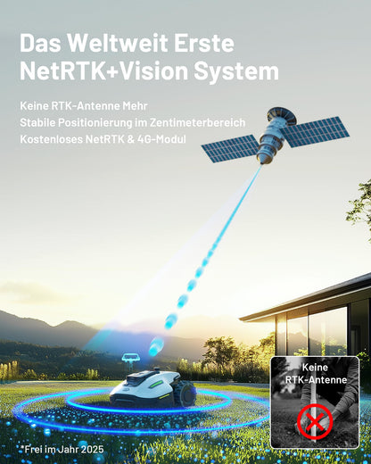MAMMOTION YUKA Mini 500 Mähroboter ohne Begrenzungskabel, NetRTK+Vision, Keine RTK-Antenne erforderlich, Auto-Kartierung, Empf. 500m², Max. 700m², mit 4G-Modul, 50% Steigung