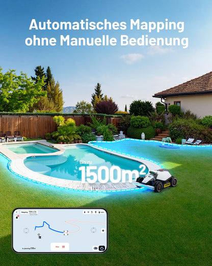 MAMMOTION LUBA Mini AWD 1500 Mähroboter ohne Begrezungskabel, NetRTK+Vision, Keine RTK-Antenne erforderlich, Auto-Kartierung, Empf. 1500m², Max. 1800m², mit 4G-Modul, 80% Steigung