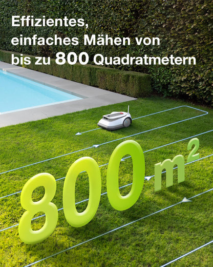ECOVACS GOAT G1-800 Mähroboter 800㎡ ohne Begrenzungskabel, vollautomatischer kartierender Rasenroboter, Ultra-Weitband+Vision+GPS-Positionierung, 16-Zonen-Management, intelligente Hindernisvermeidung